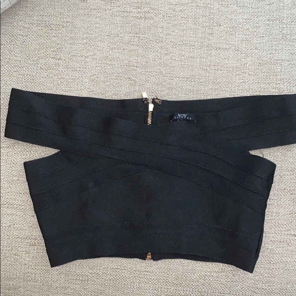 WOW Couture Elle Off Shoulder Cropped Bandage top